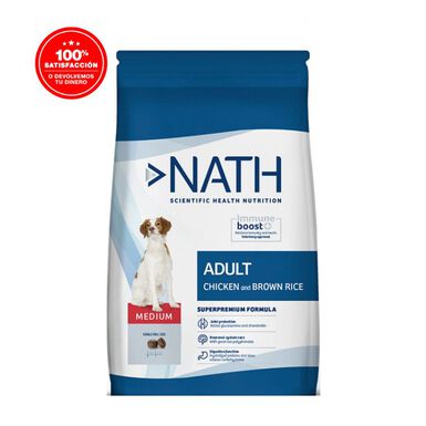 Nath adulto Medium sabor pollo & arroz café alimento para perros